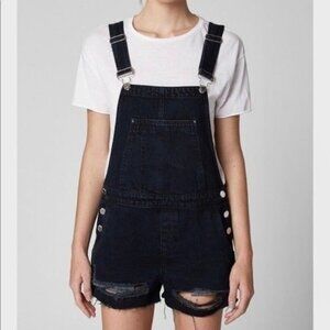BlankNYC Blue Black Distressed Denim Shortall Size 25
